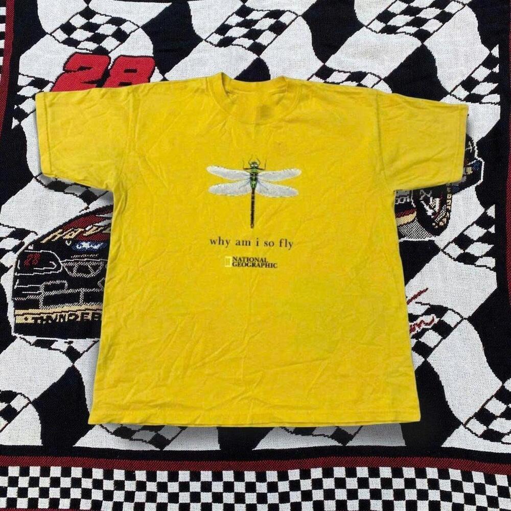 Yellow Dragonfly Tee Shirt With Why Am I So Fly Quote